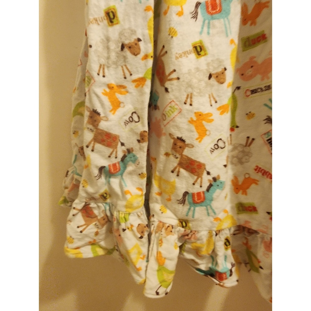 Handmade Kids Farm Animal Flannel Nightgown Long Sleeve Ruffle Gown 4/5 - Picture 7 of 8